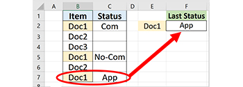 Find Last Value with lookup in excel